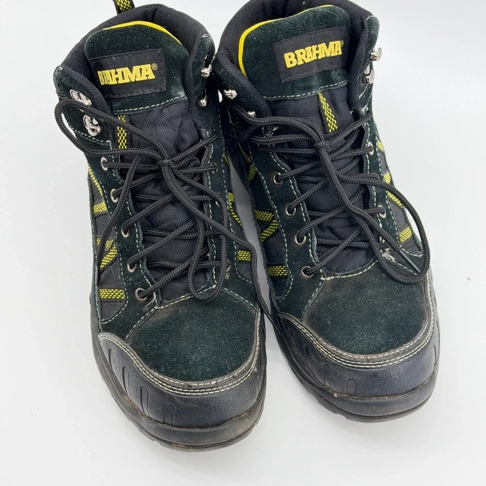Brahma Mens Waterproof Steel Toe Work Boots Black Yellow MNBR28ES002 Size 8